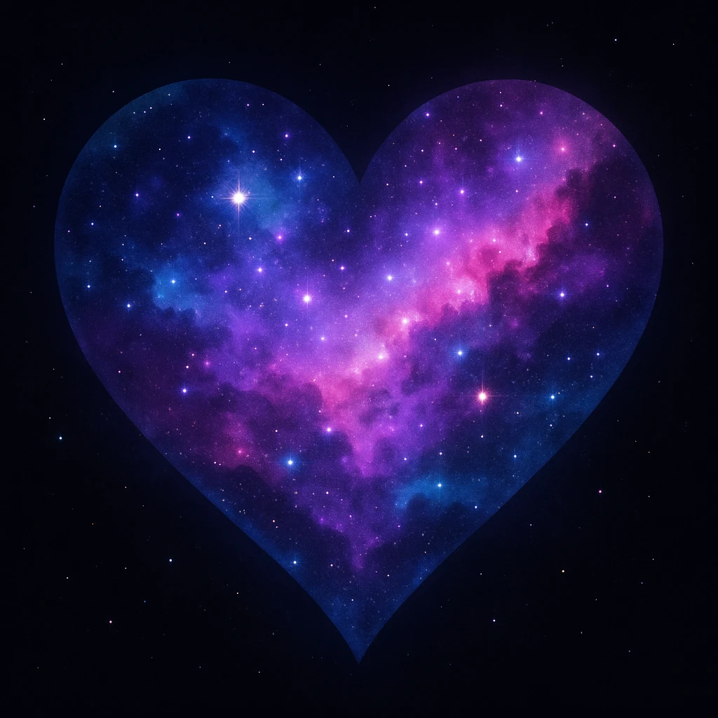 heart with a cosmic nebula texture, digital illustration emoji