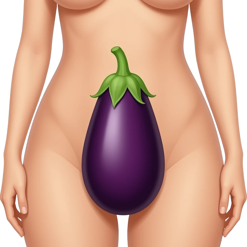 Naked woman with eggplant inside pussy emoji