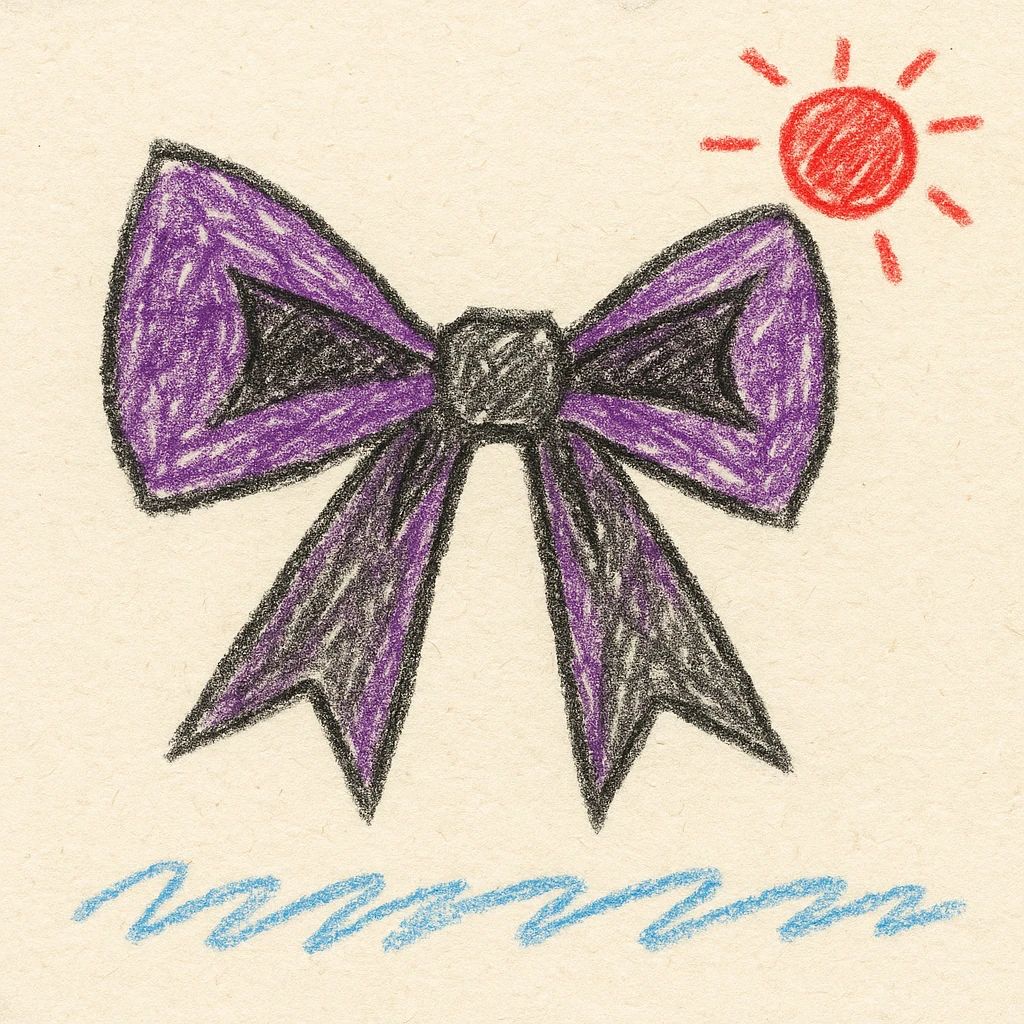 gothic bow, children doodle style emoji