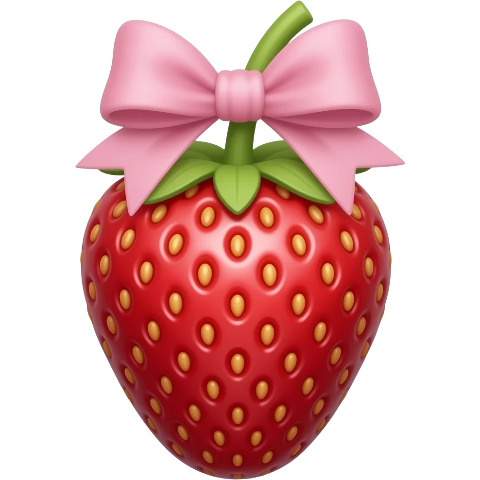 Pink bow on a strawberry emoji
