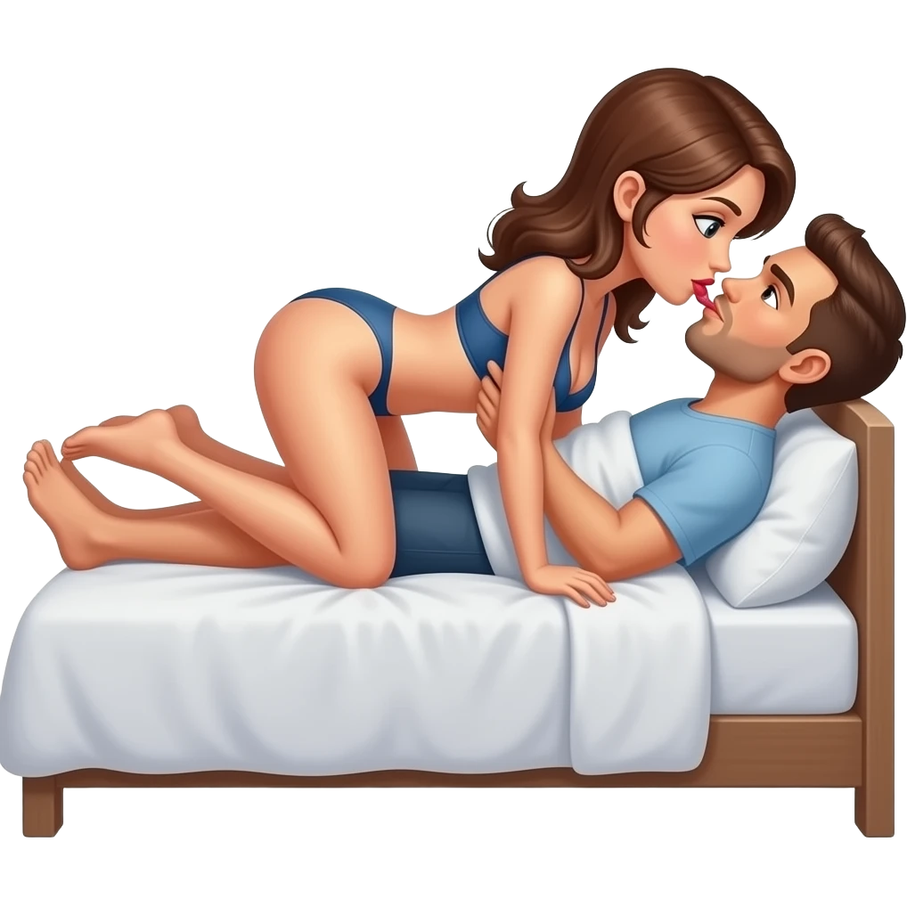 Femme sur un lit qui se fait baiser en levrette par un homme emoji