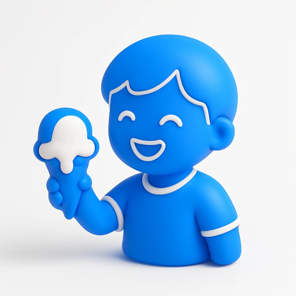 happy children with melting ice cream cones emoji
