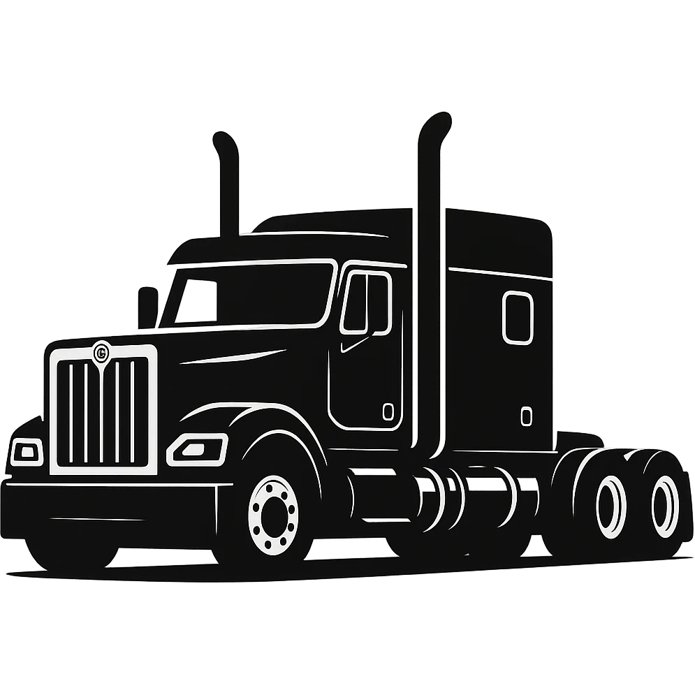 Edit the image of a 2026 Kenworth W680 flattop black semi sleeper with stacks, no cans, minimal style, with no background. Use a minimal style approach and keep no background. emoji