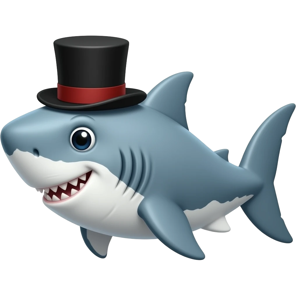 Shark with a top hat emoji