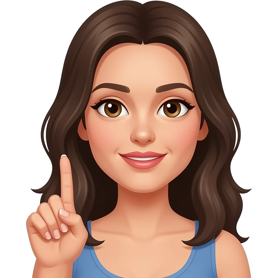 A normal face like 😌 showing her nails to the screen with lipgloss on emoji