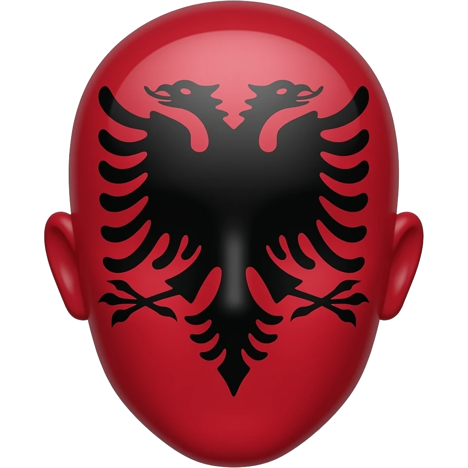 Une tête qui tient un drapeau de l’Albanie emoji