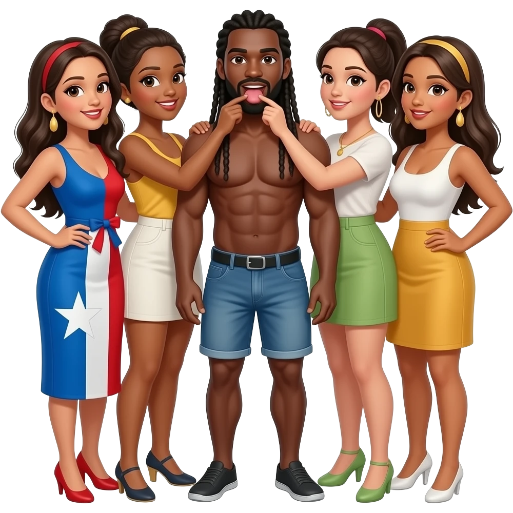 Puerto Rican women giving black man with long dread oral on his penis emoji