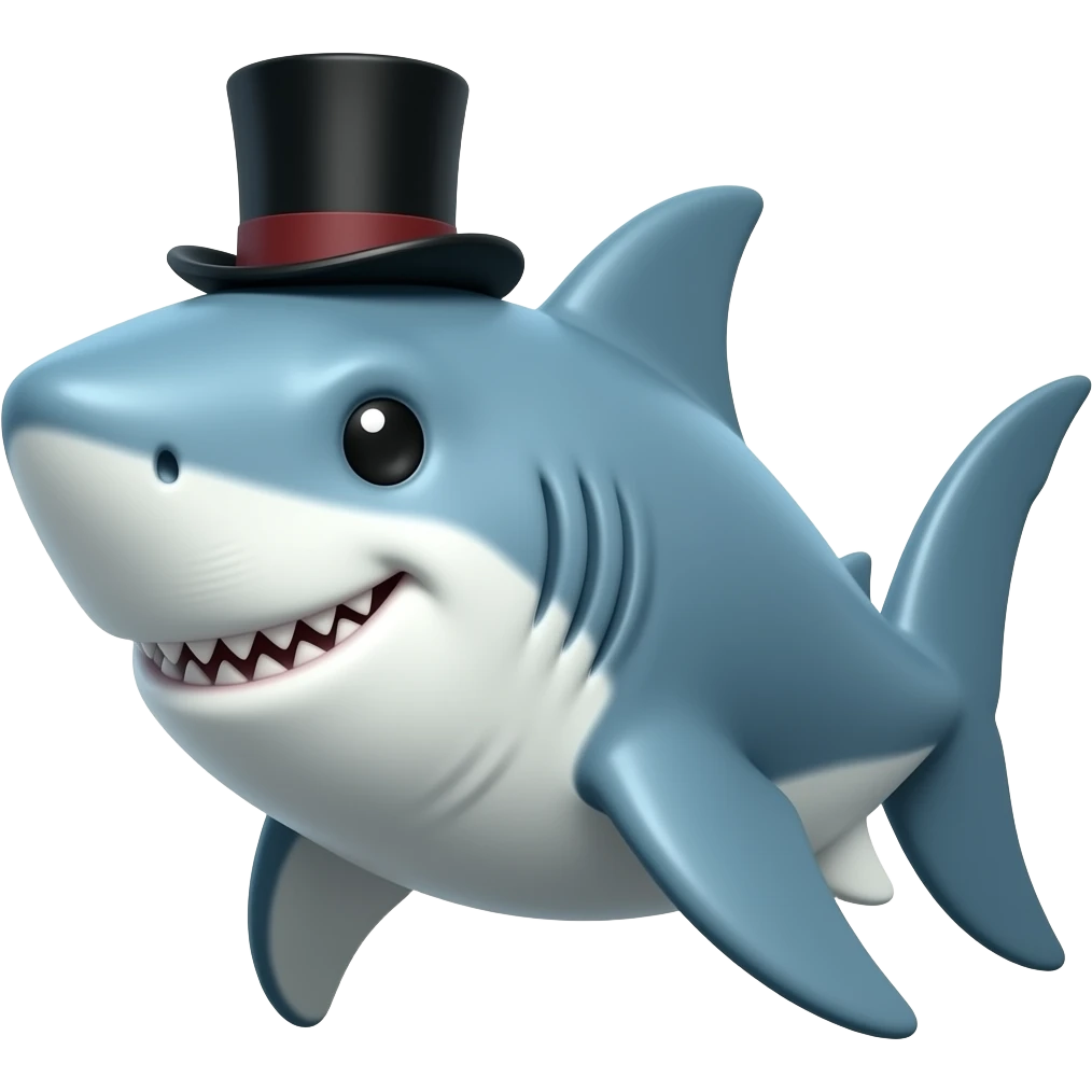 Shark with a top hat emoji