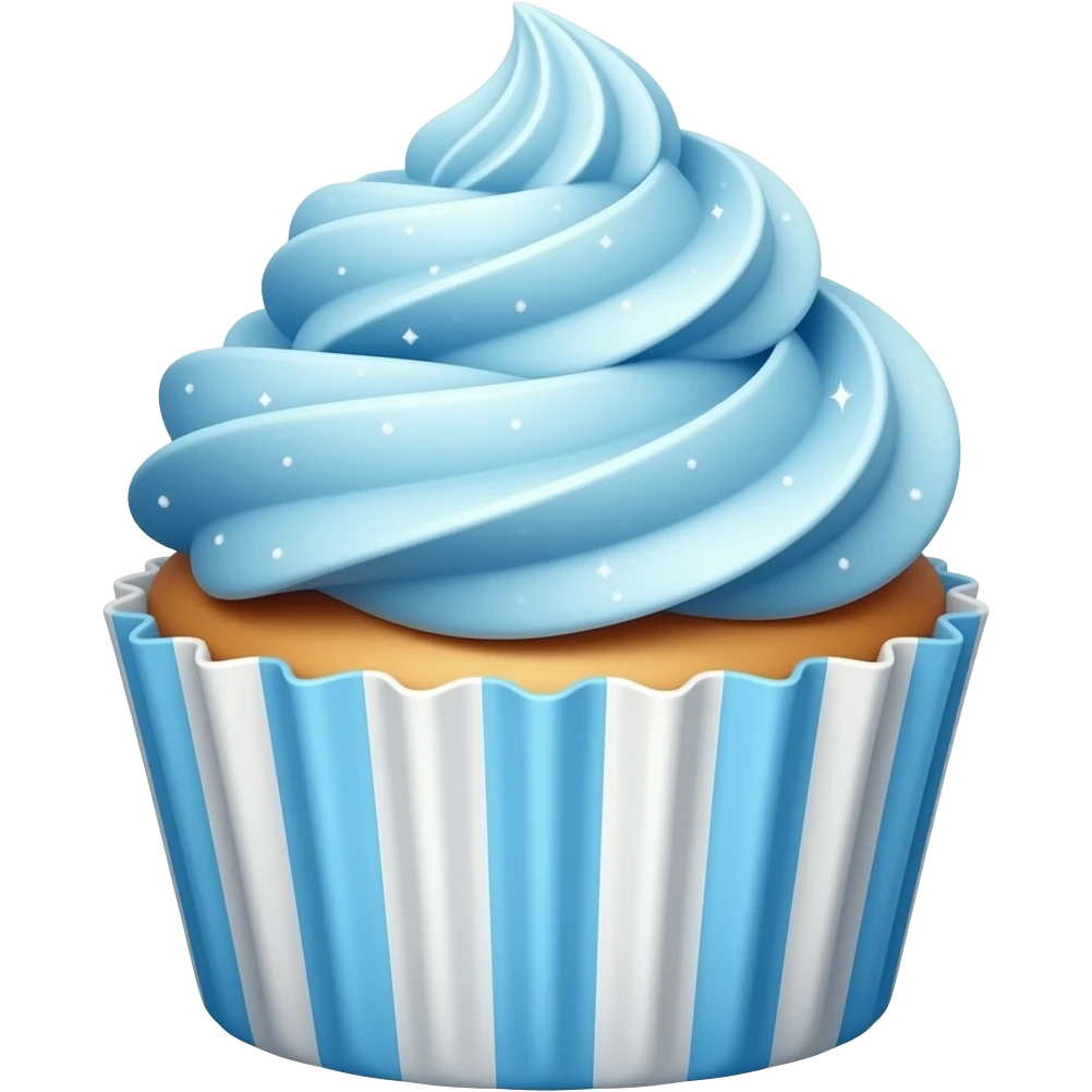 Light blue starry light blue ribboned cupcake emoji