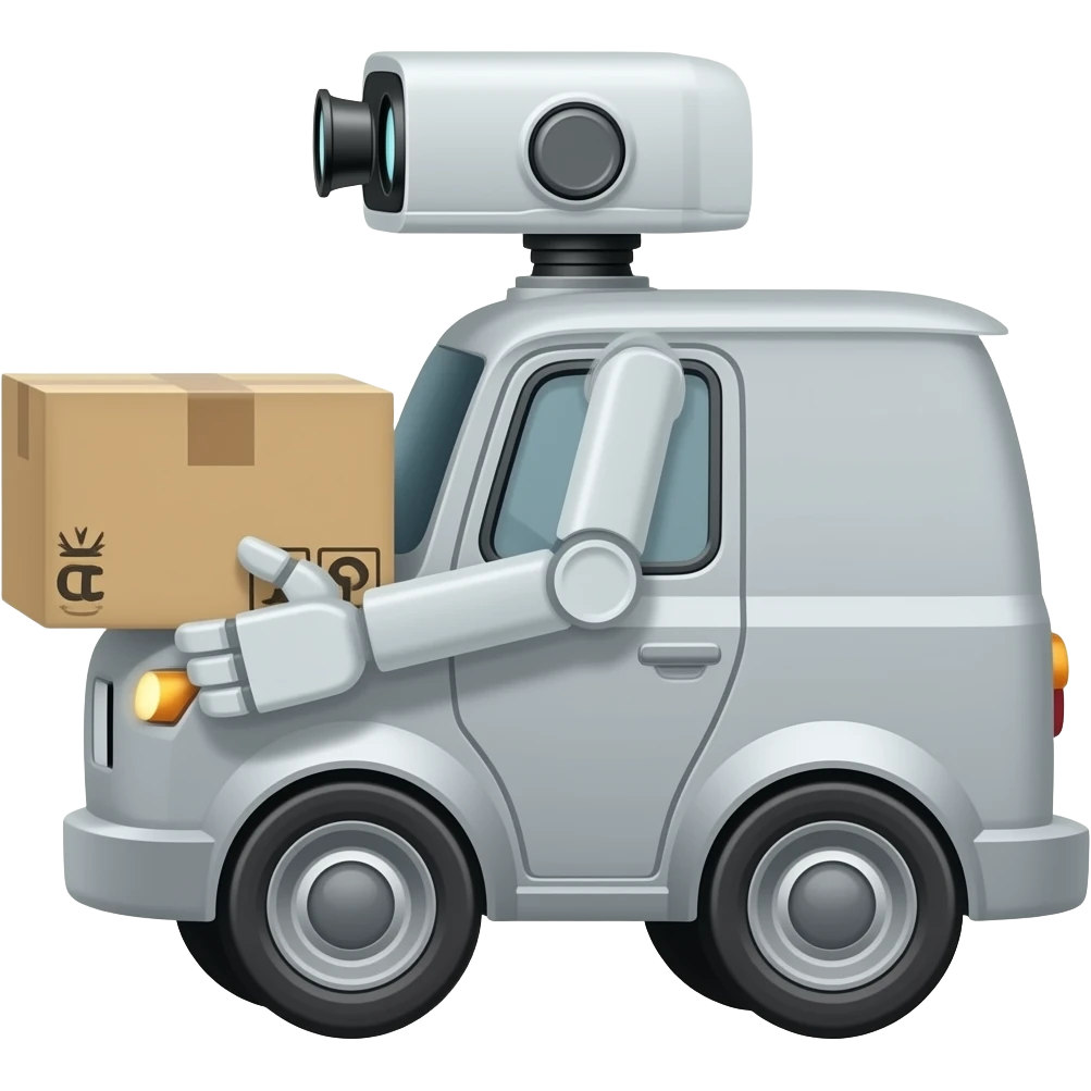 Grey Delivery robot with camera and lights emoji
