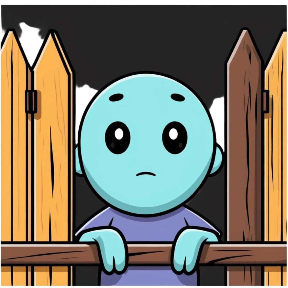 A thinking face next to an old fence, representing Chesterton's Fence principle emoji