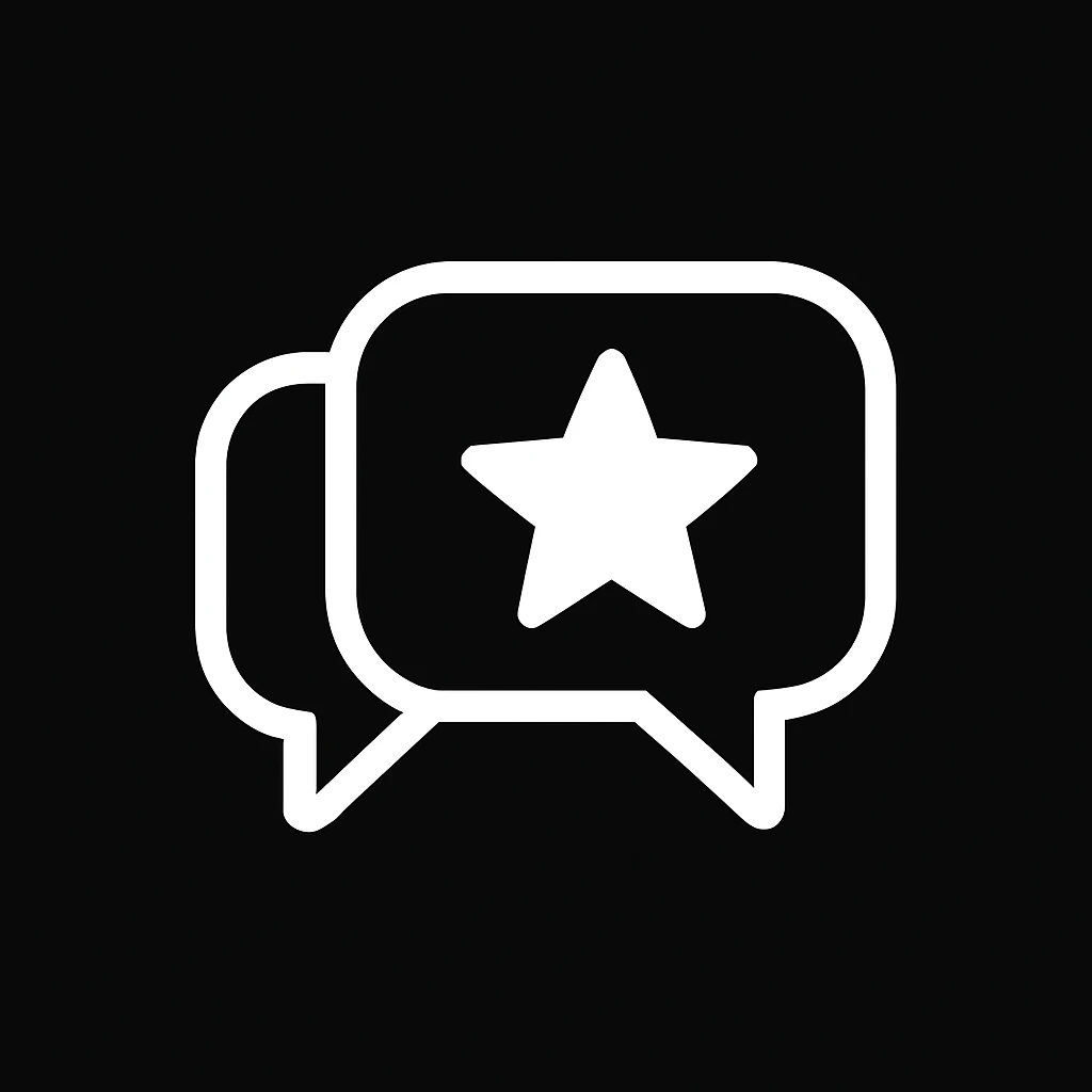 white Vector minimalistic and elegant icon of opinions ,black solid background, filled inside (inspire this refrence icon),  emoji