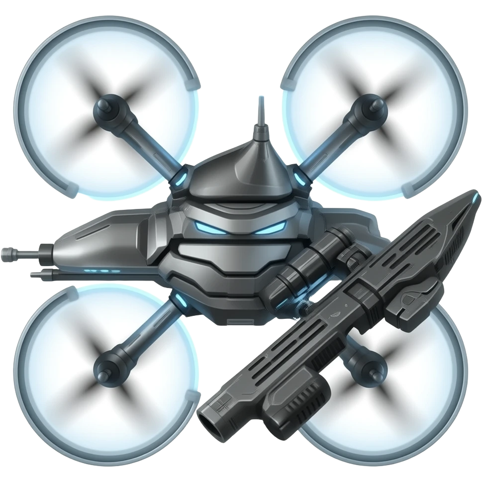 Sleak scifi hover drone with weapons emoji