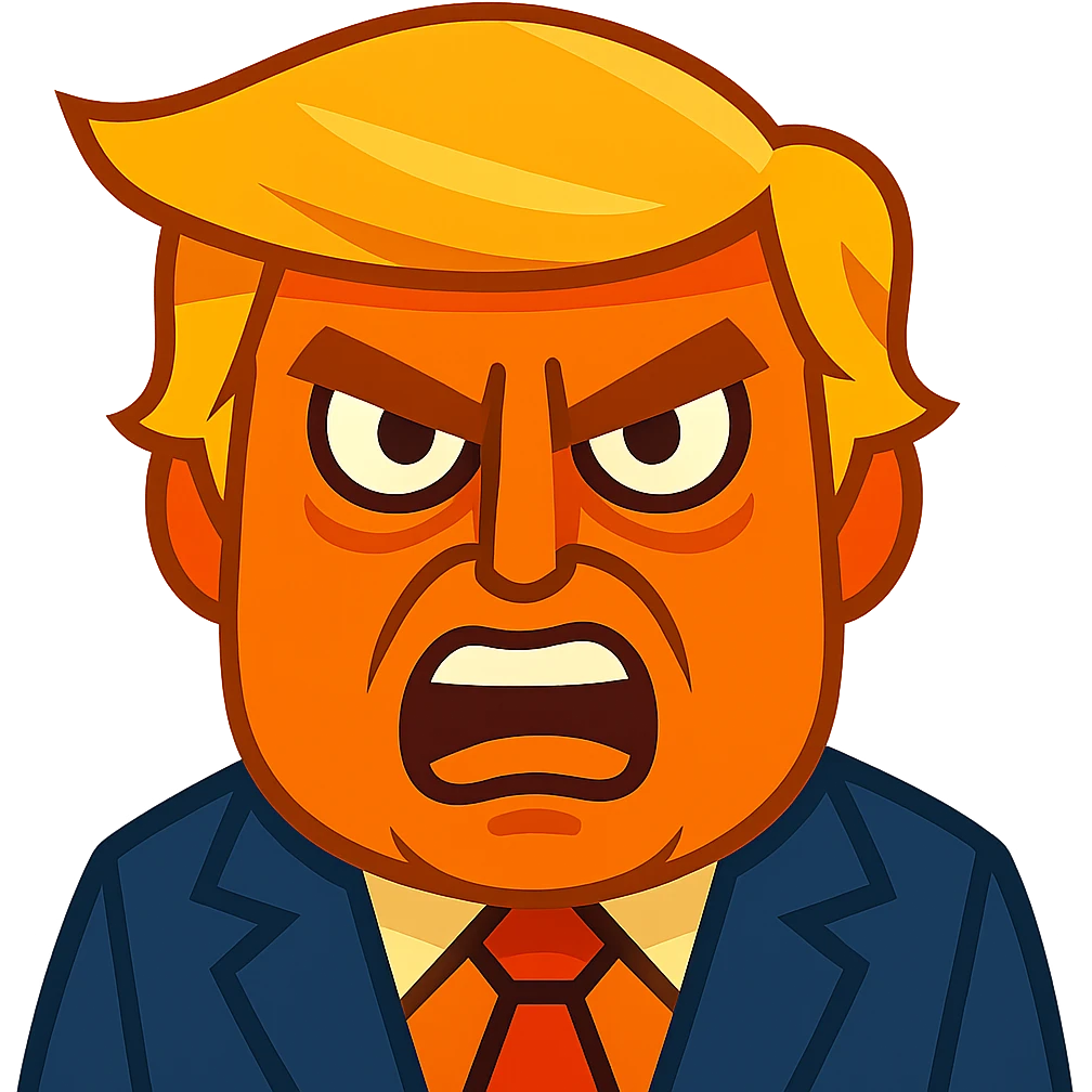 Make the face even more orange, keep the evil expression, vibrant toon style, with no background. emoji
