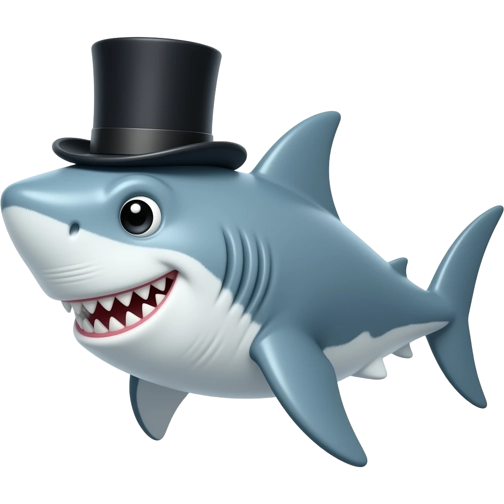 Shark with a top hat emoji