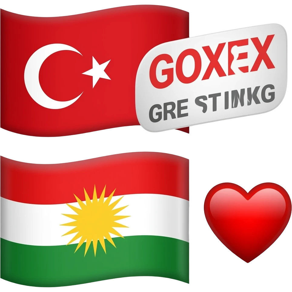 Türkiye bayrağı kürt bayrağı selamlaşma kalp emoji