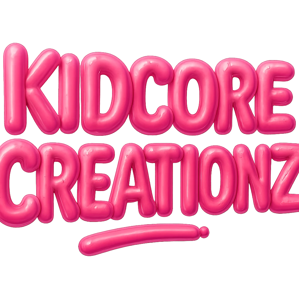 Add the word Kidcore Creationz in Pink emoji