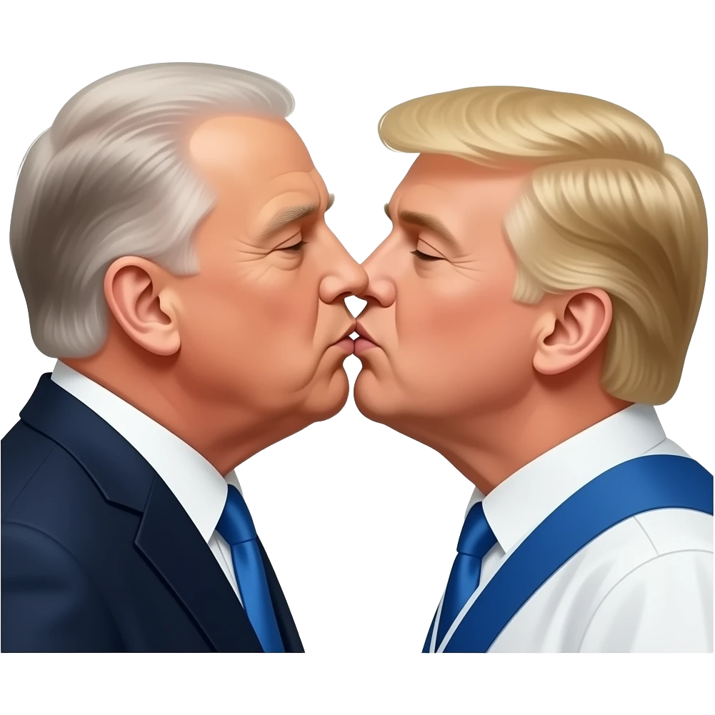 Netanyahu and trump kissing emoji