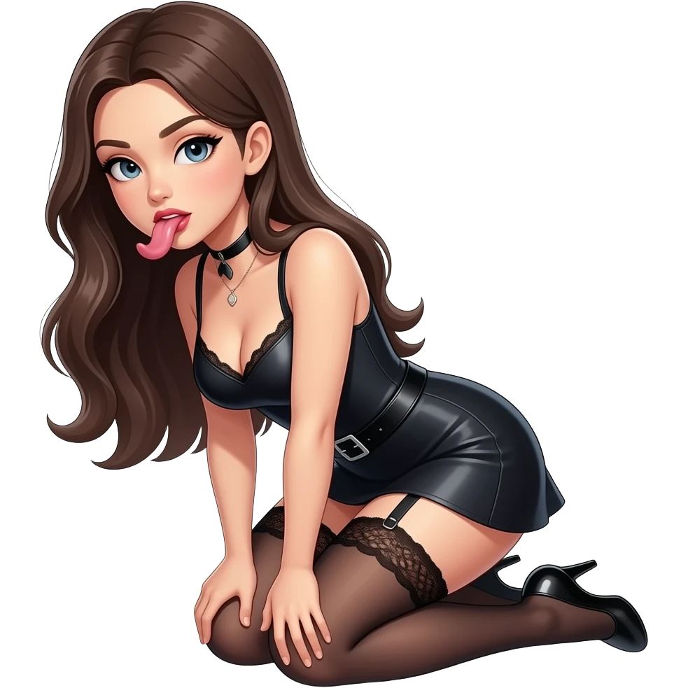 Sexy Kneeling Submissive girl deepthroating emoji