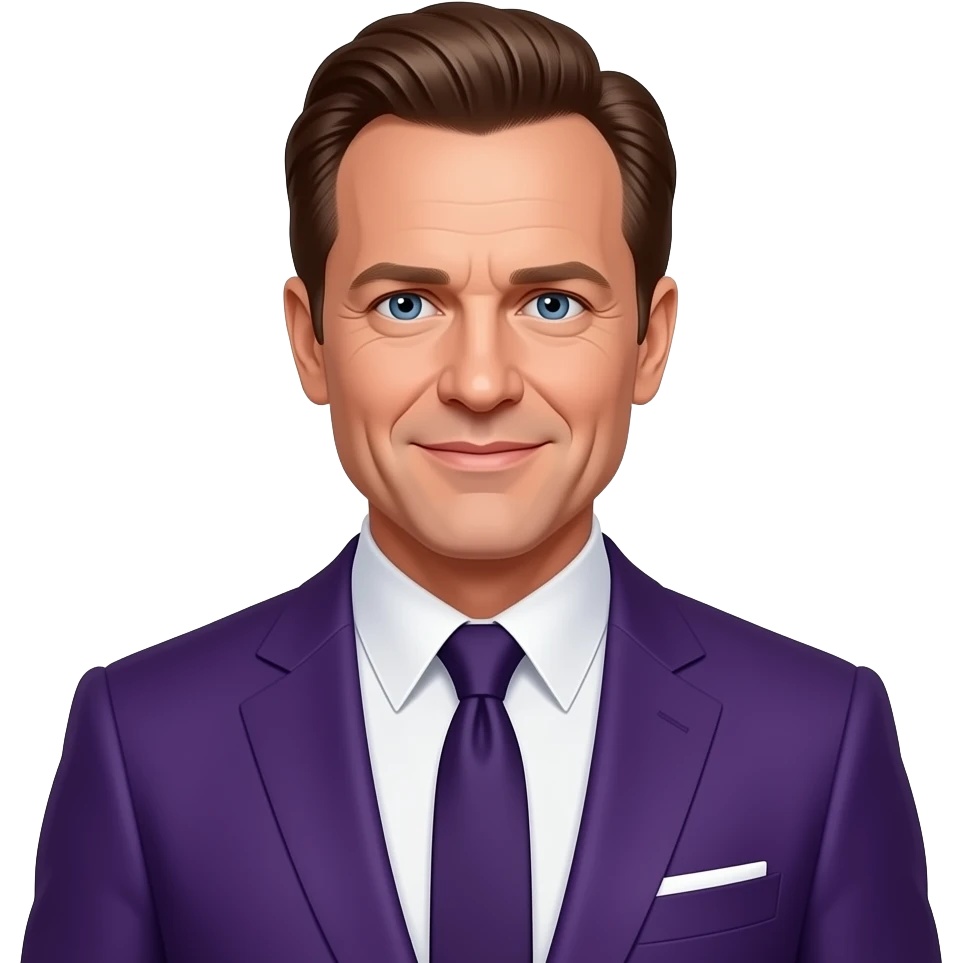 Jeff Daniels with purple oscar suit emoji