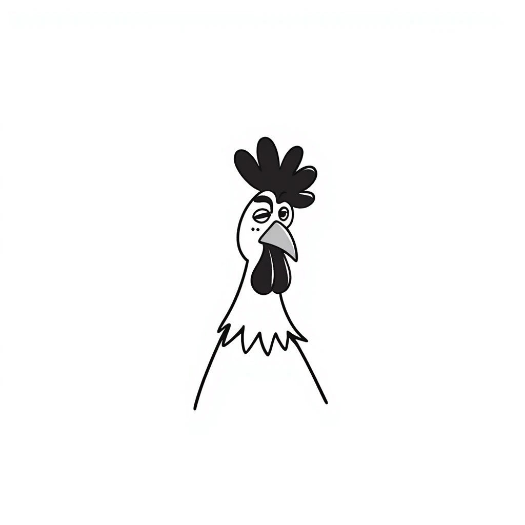 Hei Hei rooster from Moana with tall comb and confused expression emoji