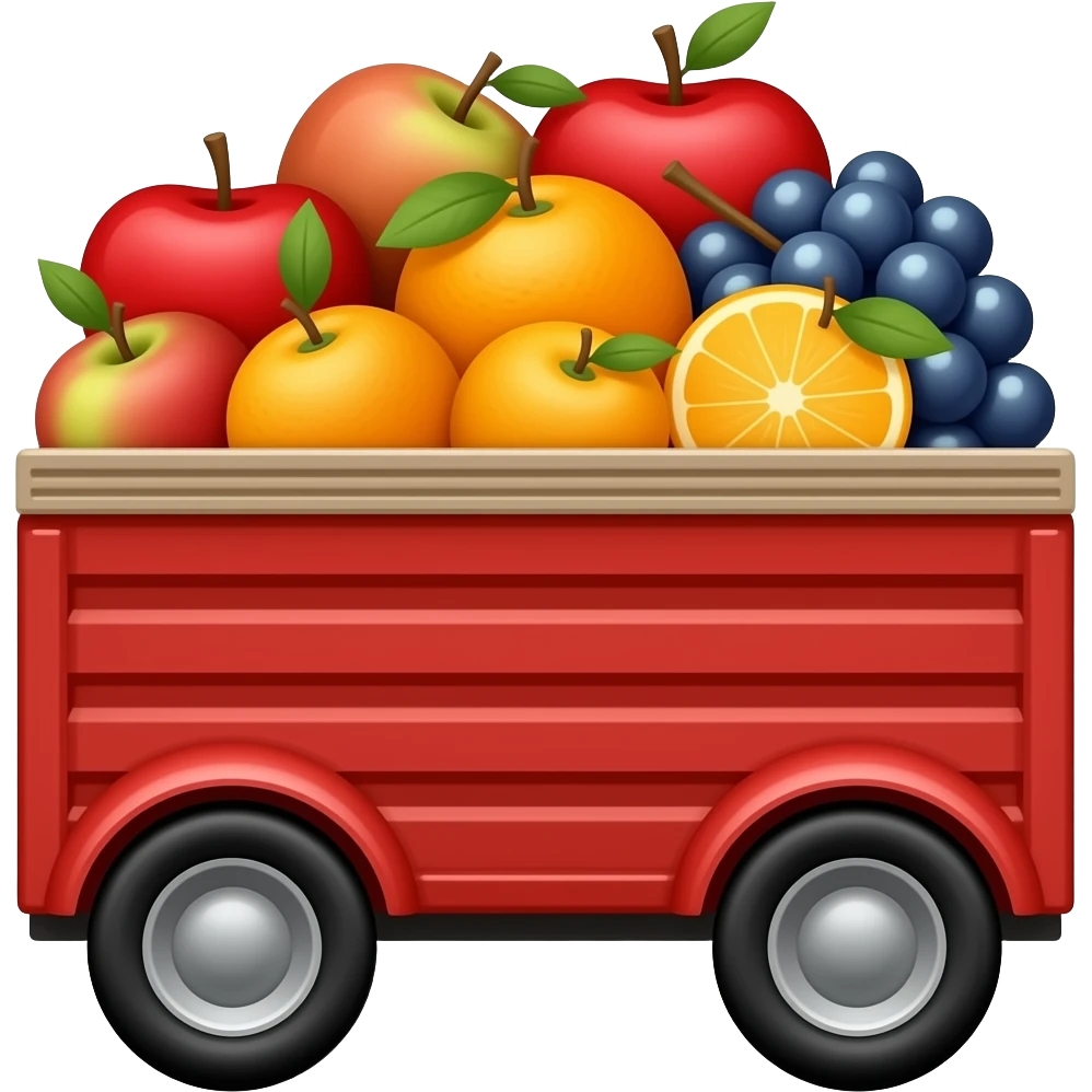 red trailer with fruit emoji