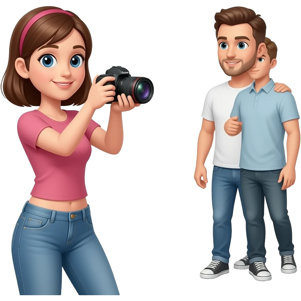 Canon attached to a girs crotch aiming towards her boyfriend on the ground emoji