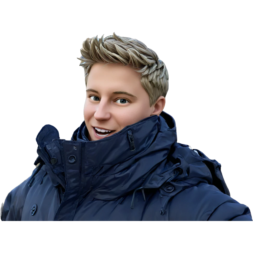 smiling boy in outdoor coat emoji