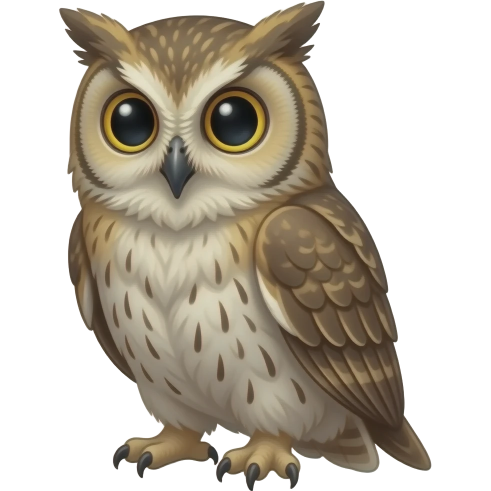 Существо с головой и мордочкой кота и телом совы emoji