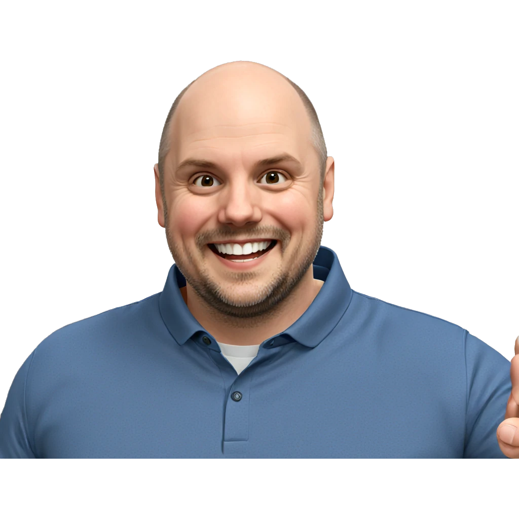bald guy with a grin emoji