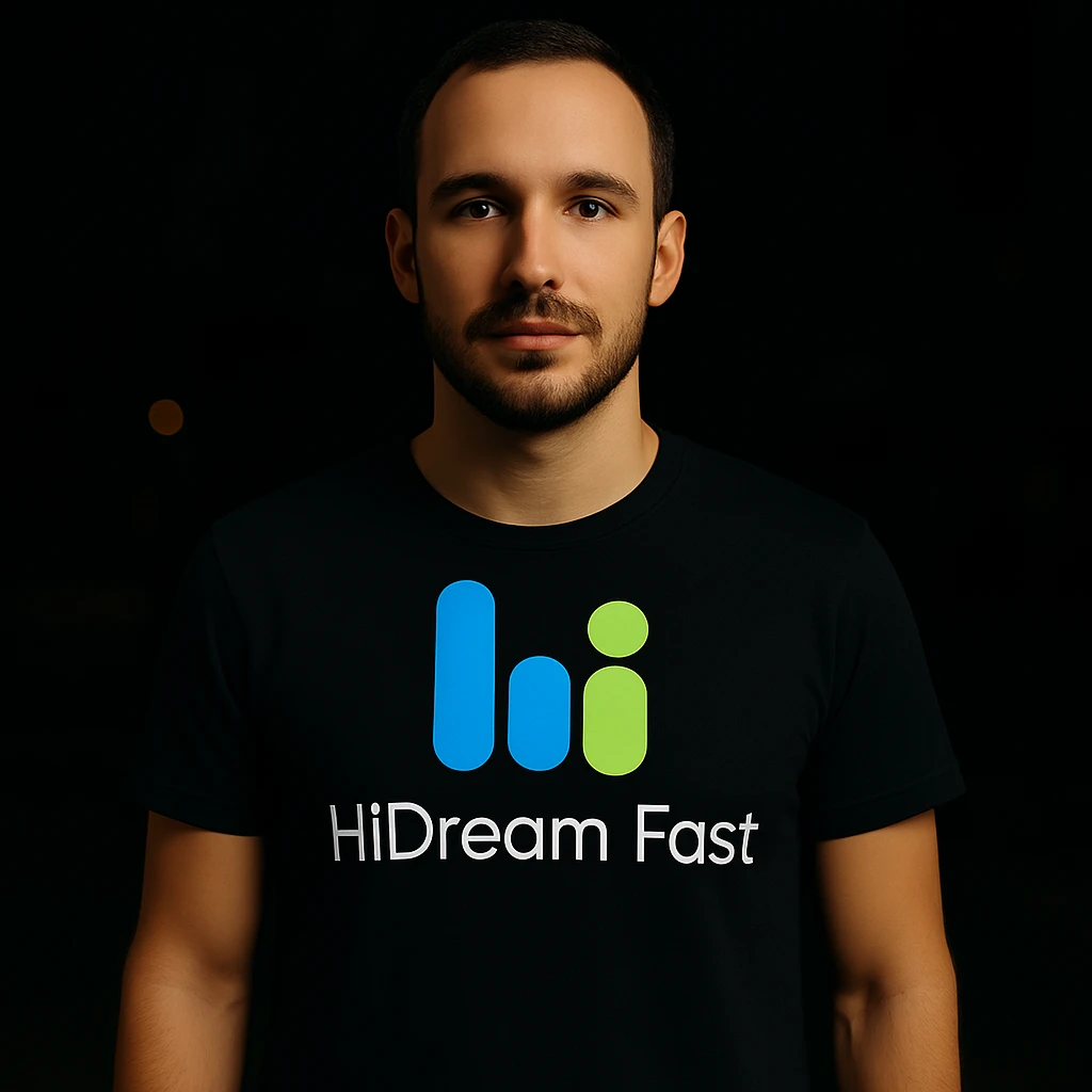 man wearing tshirt with this logo, dark night background with dim , add fast below logo, make man fit into image, add fast insead pf the dev keep rest same emoji