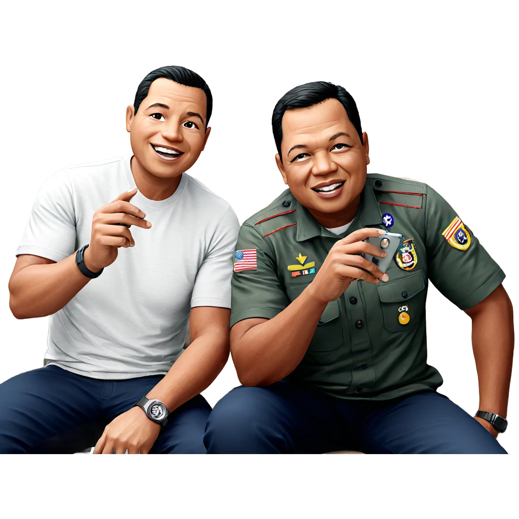 military boys enjoying downtime emoji