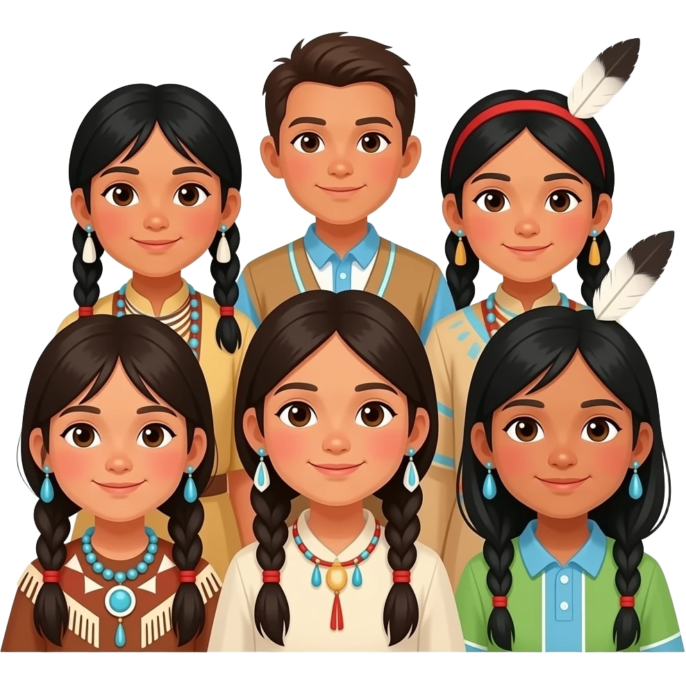 Native American group of children emoji