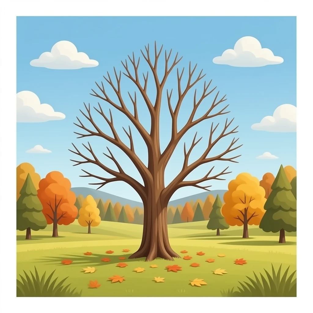 autumn and a leafless tree landscape emoji