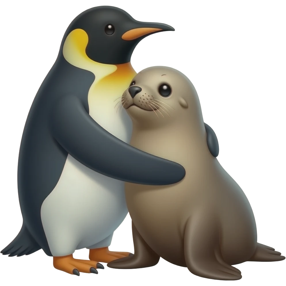 penguin and seal  hugging emoji
