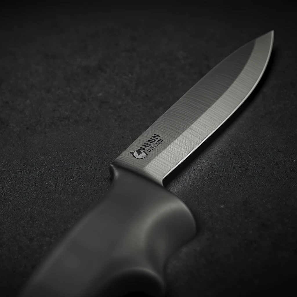 a simple realistic knife, sharp blade, detailed texture, professional photography style emoji