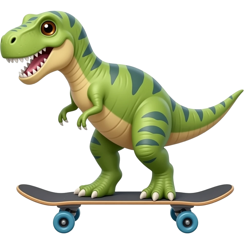 Dinosaur on a skateboard emoji