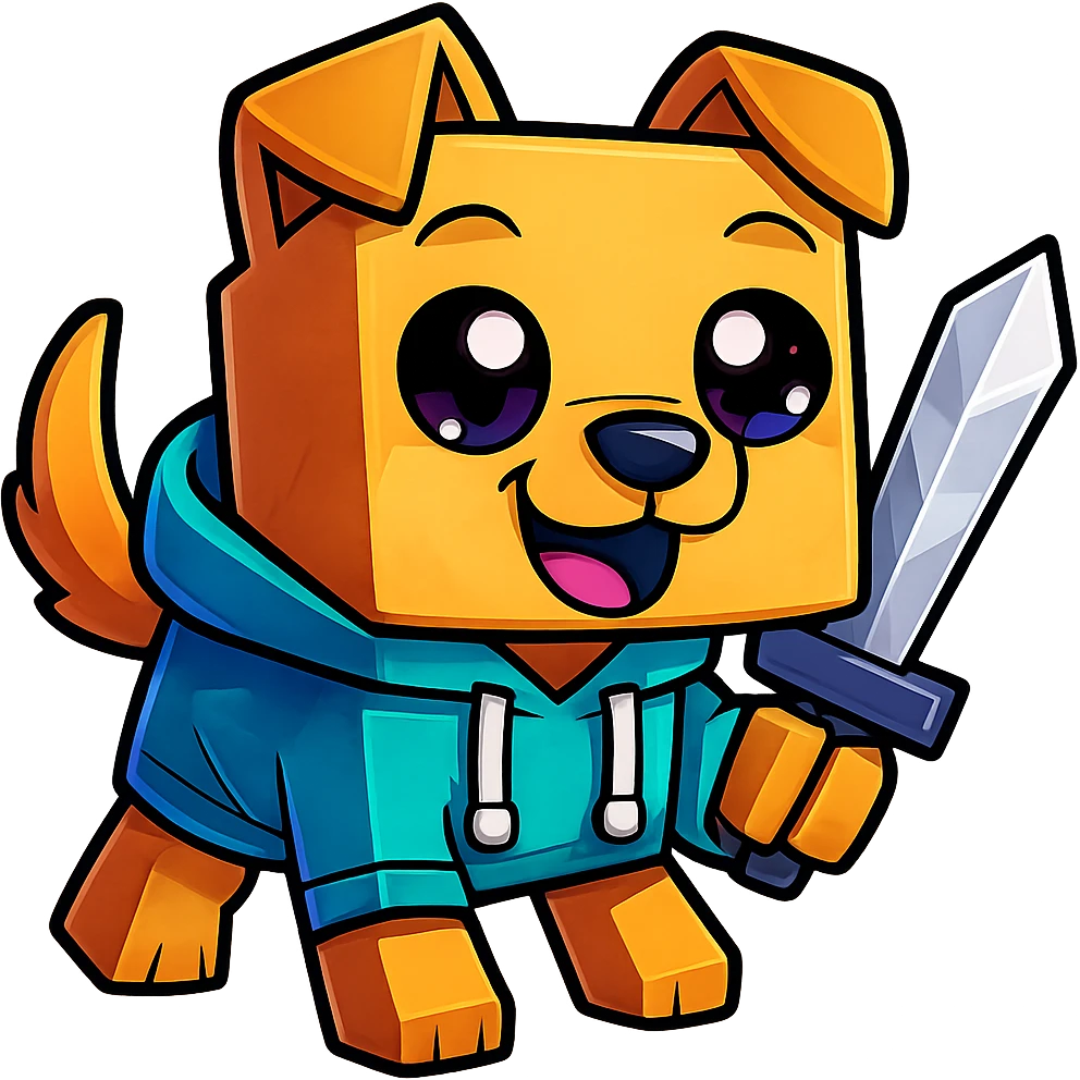 Extract every character from the picture. character including the clothes and accessories they are wearing, and place on a transparent background. Keep the original style and appearance exactly the same. and separately give me the each character picture. There is 3 character in this image. there is two dog

 emoji