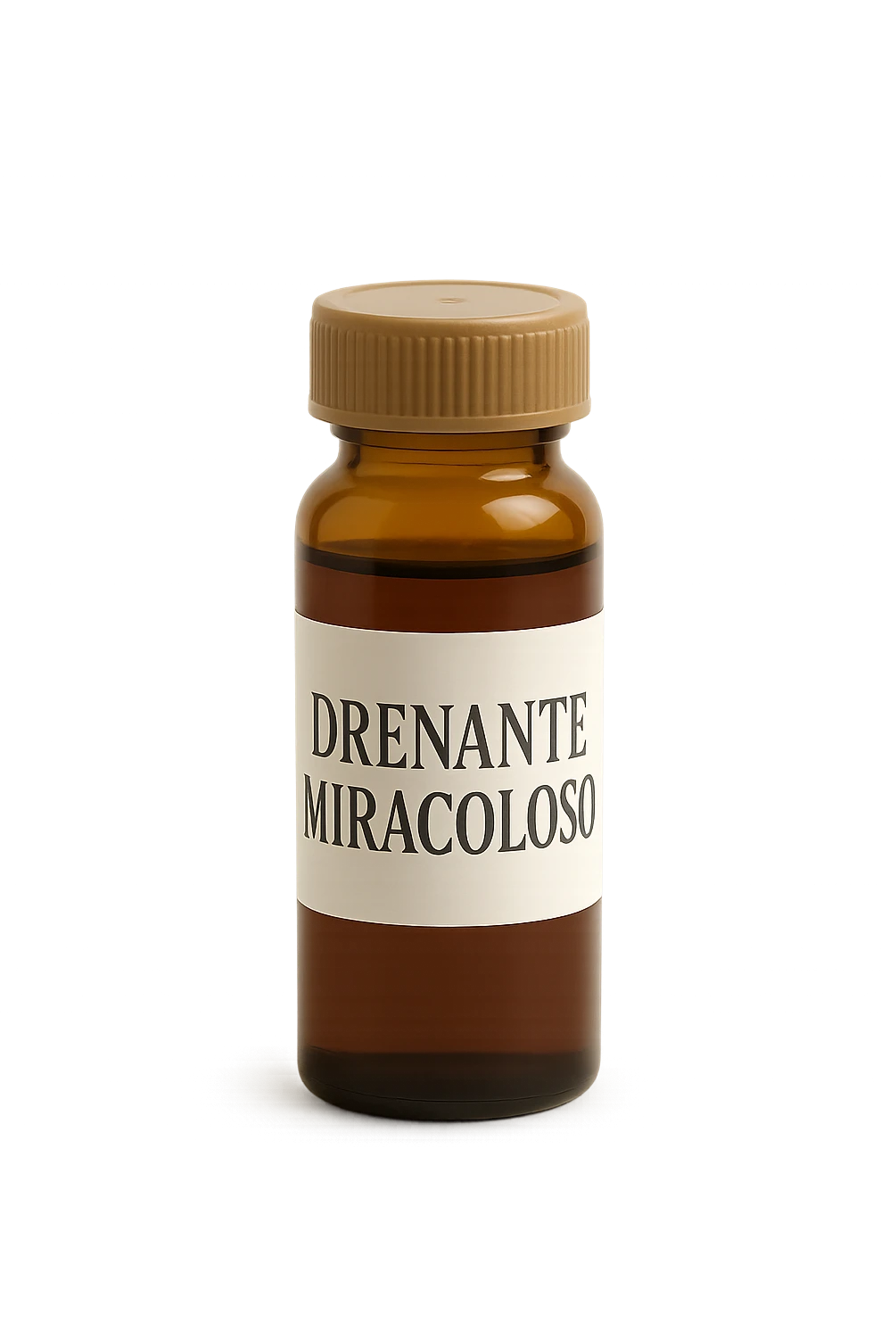 boccetta di drenante da bere, con la scritta "DRENANTE MIRACOLOSO" SULL'ETICHETTA emoji