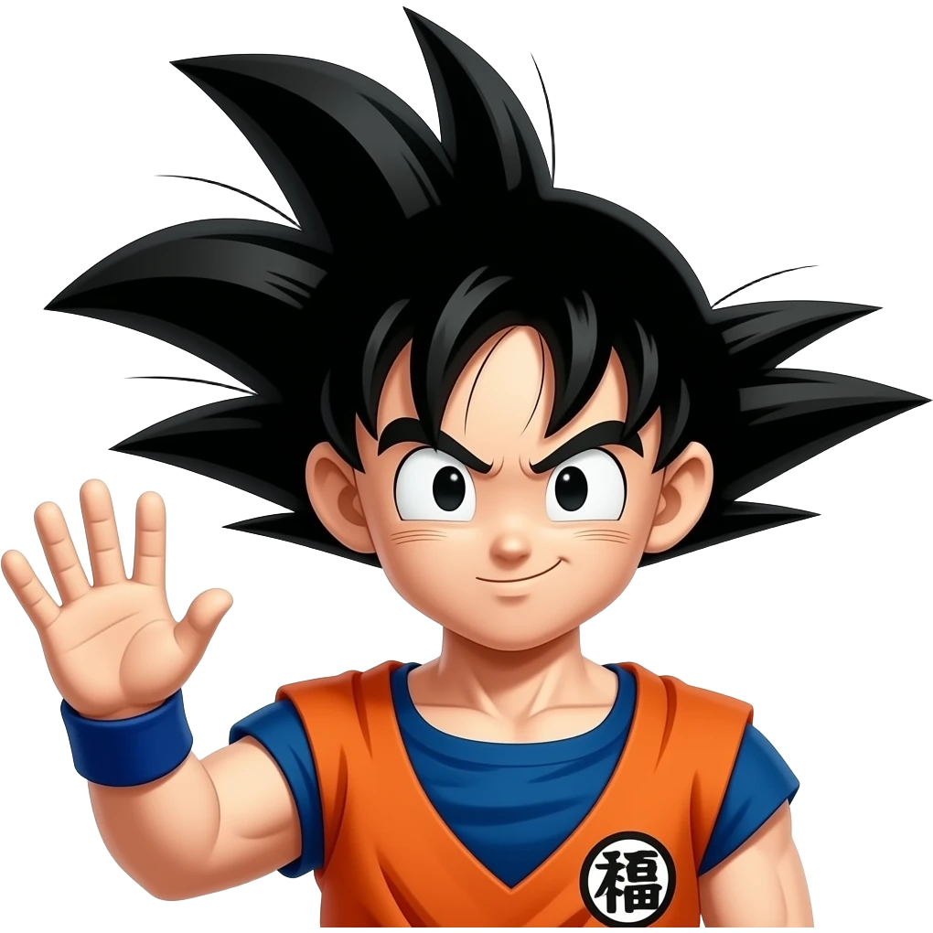 goku stand up and saying good bye to the screen emoji