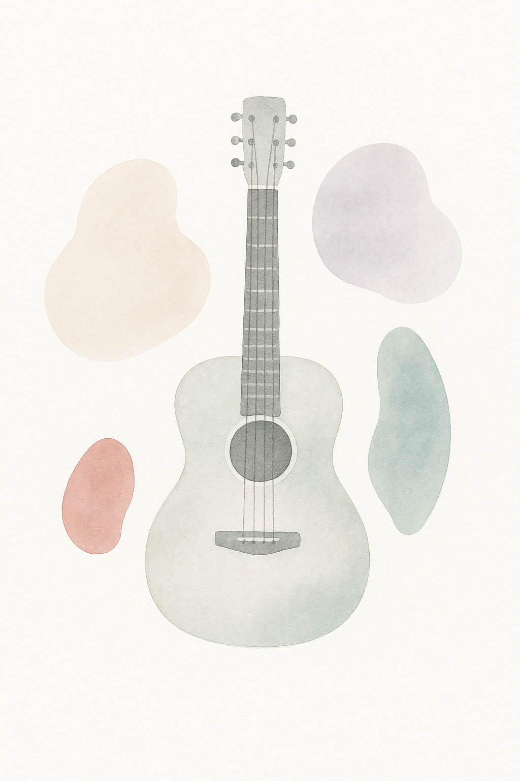 guitar with abstract colorful shapes, artistic and creative mood emoji