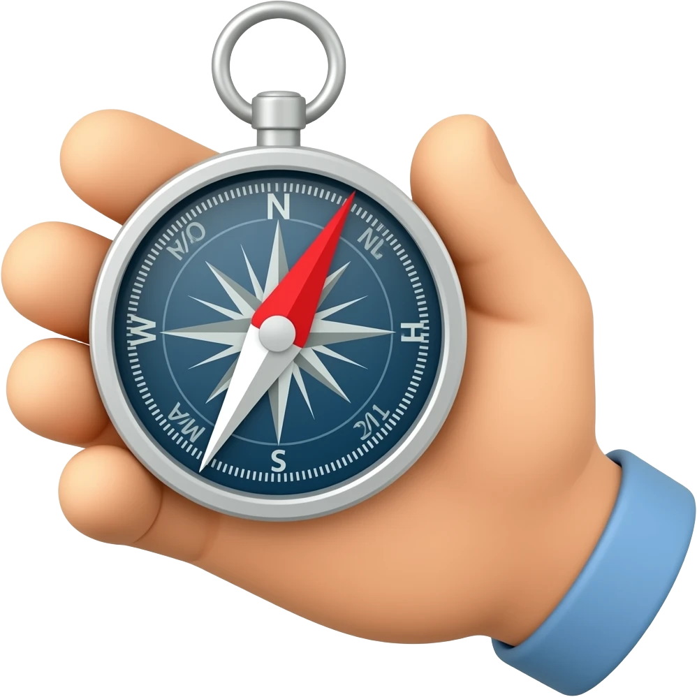 do a hand holding a compass to show direction emoji