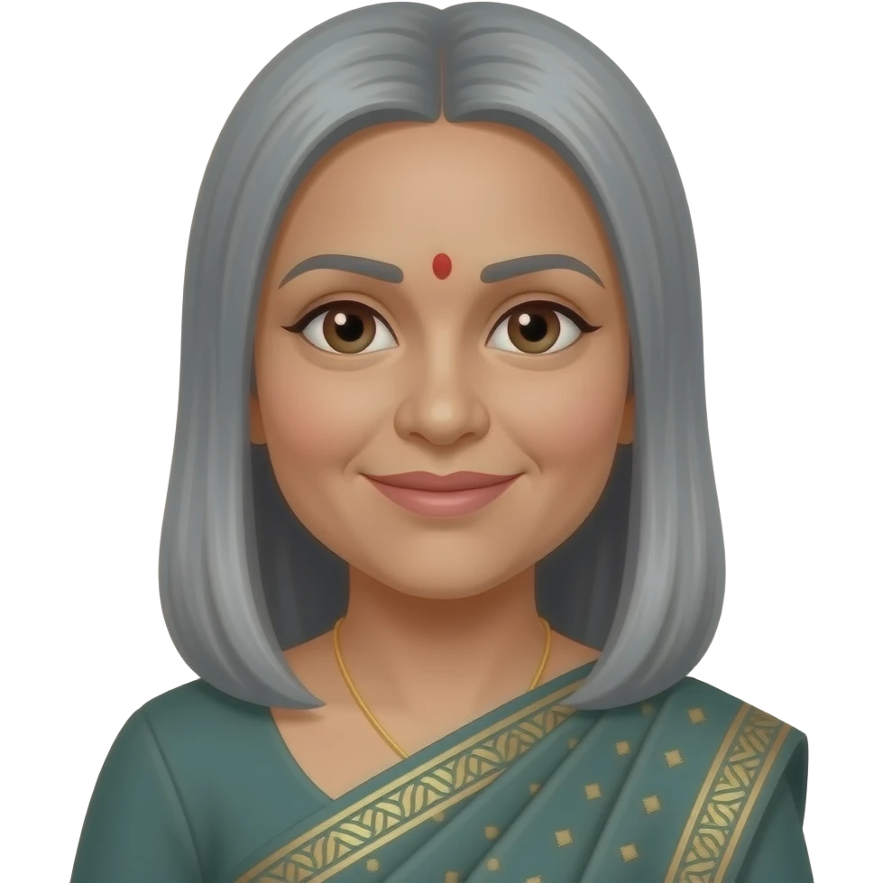 Indian female with straight grey hair in 50's emoji
