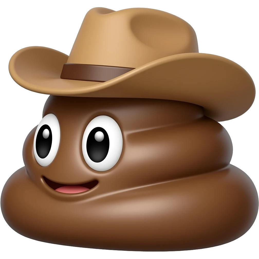 Cute 💩 with cowboy hat on Sideways emoji