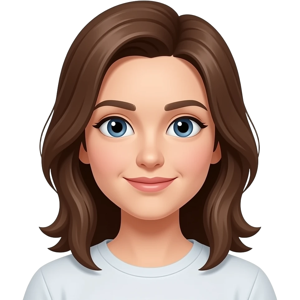 cjeuveux mi-long + brune + visage long emoji