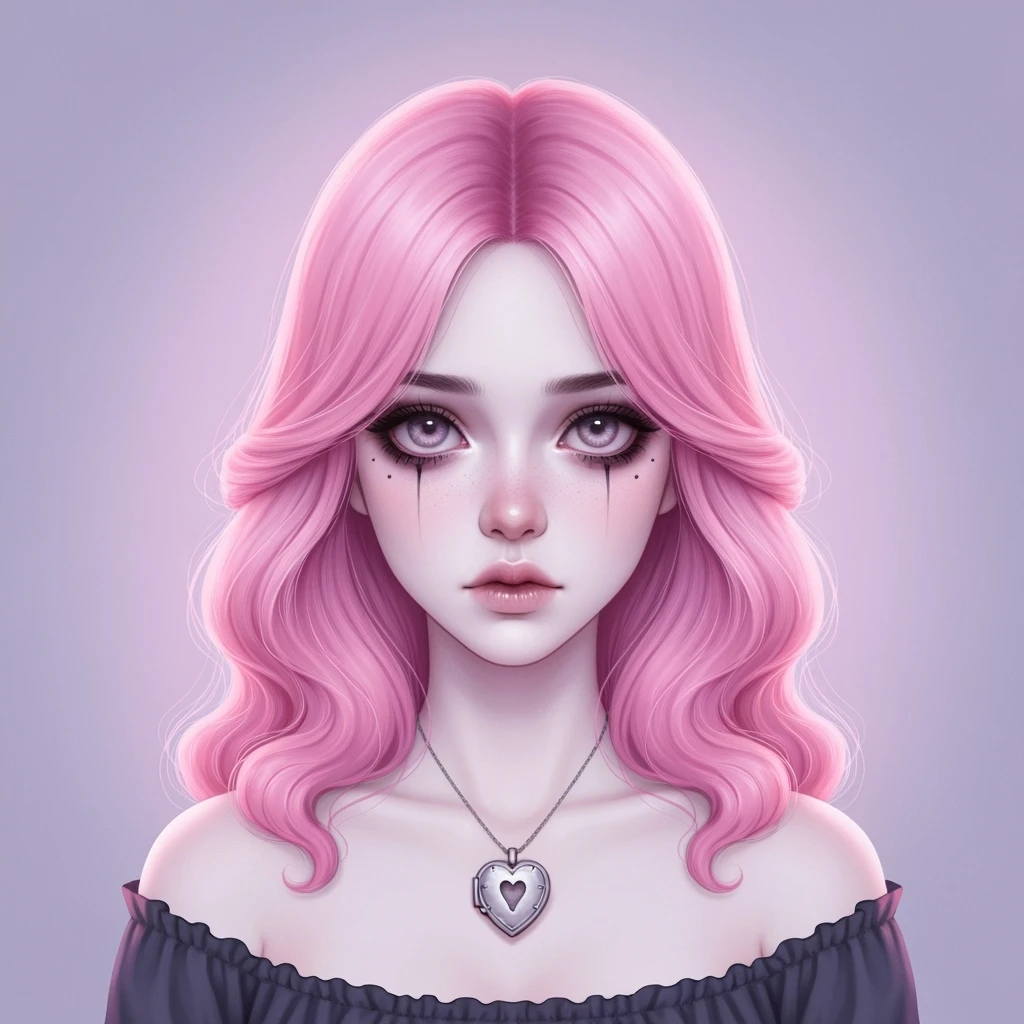 pastel goth profile picture with a heart accent, cute, expressive, minimal, variation 2 emoji
