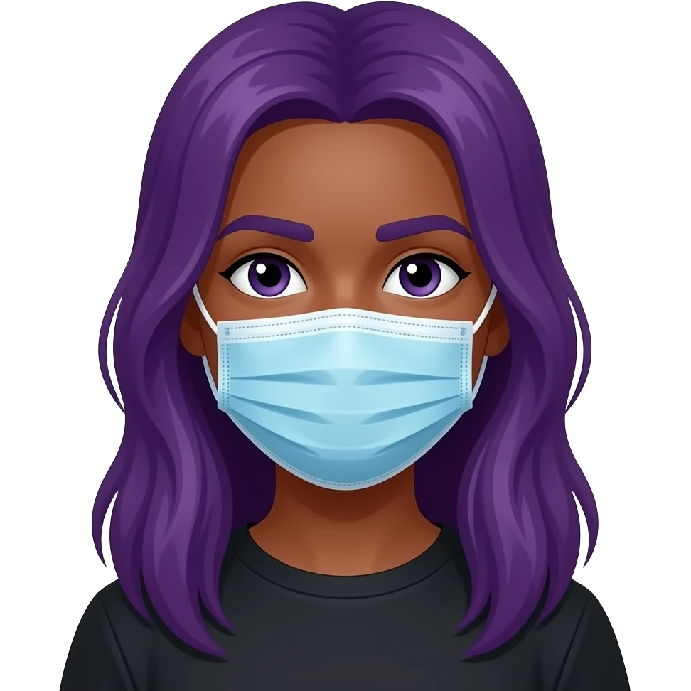 GIRL WITH LONG PURPLE HAIR AND A BLACK MAN WITH A FACEMASK emoji