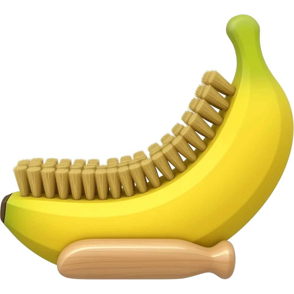 hybrid of a shoe brush and a banana. emoji