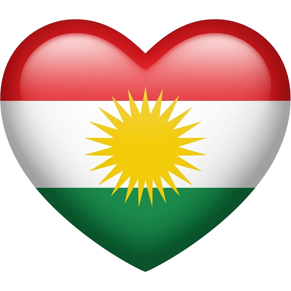 A heart in the shape of the Kurdistan flag emoji