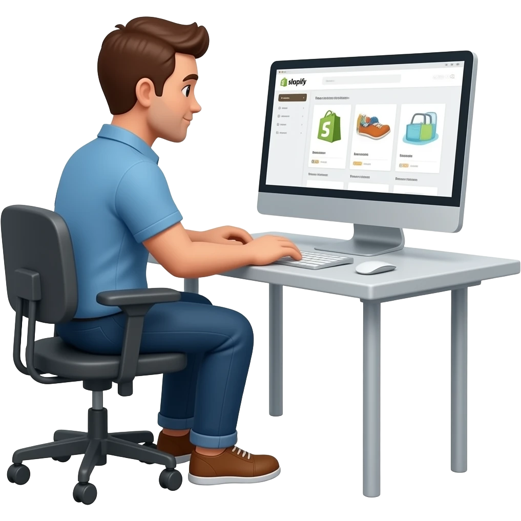a man with a shopify store emoji